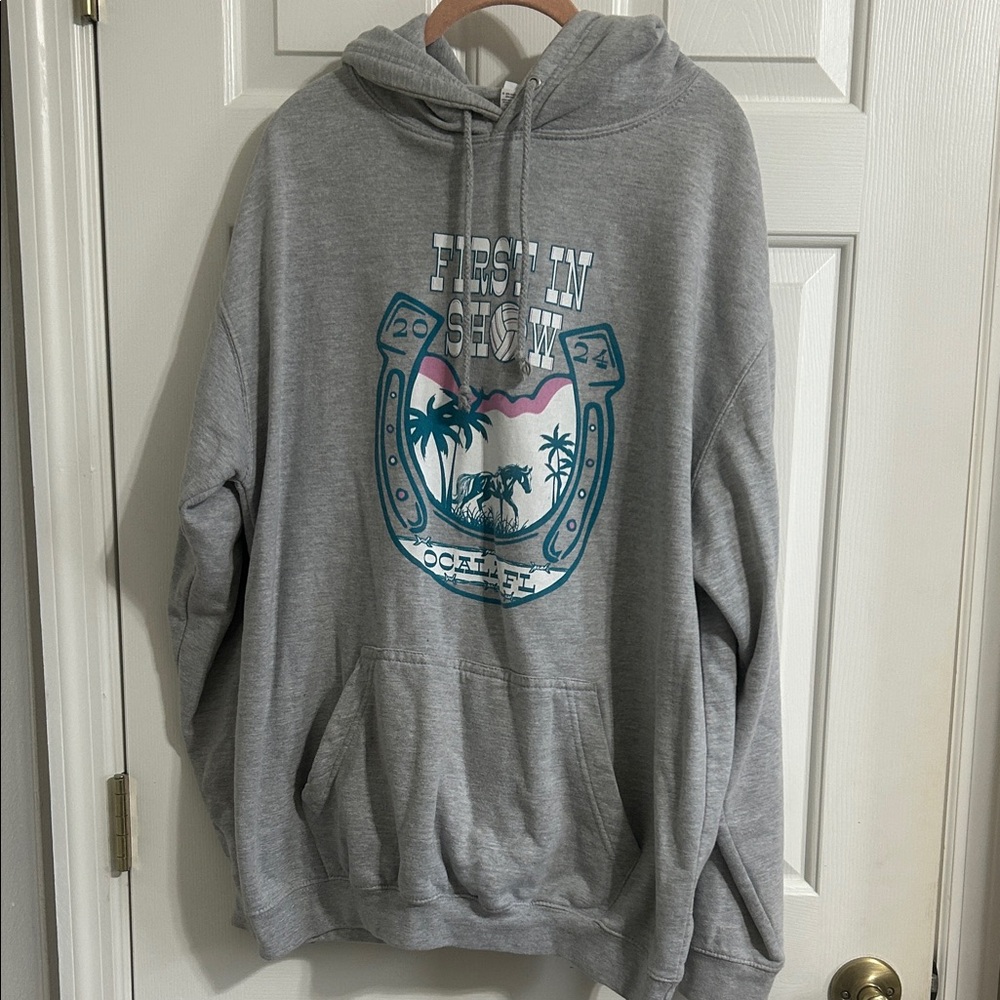 Gray Graphic Volleyball Tournament Hoodie